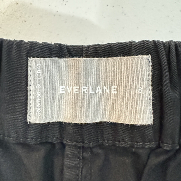 Everlane Cotton Poplin Pull On Wide Leg Pants Sz 8 Black Stretch Quiet Luxury - Picture 6 of 13